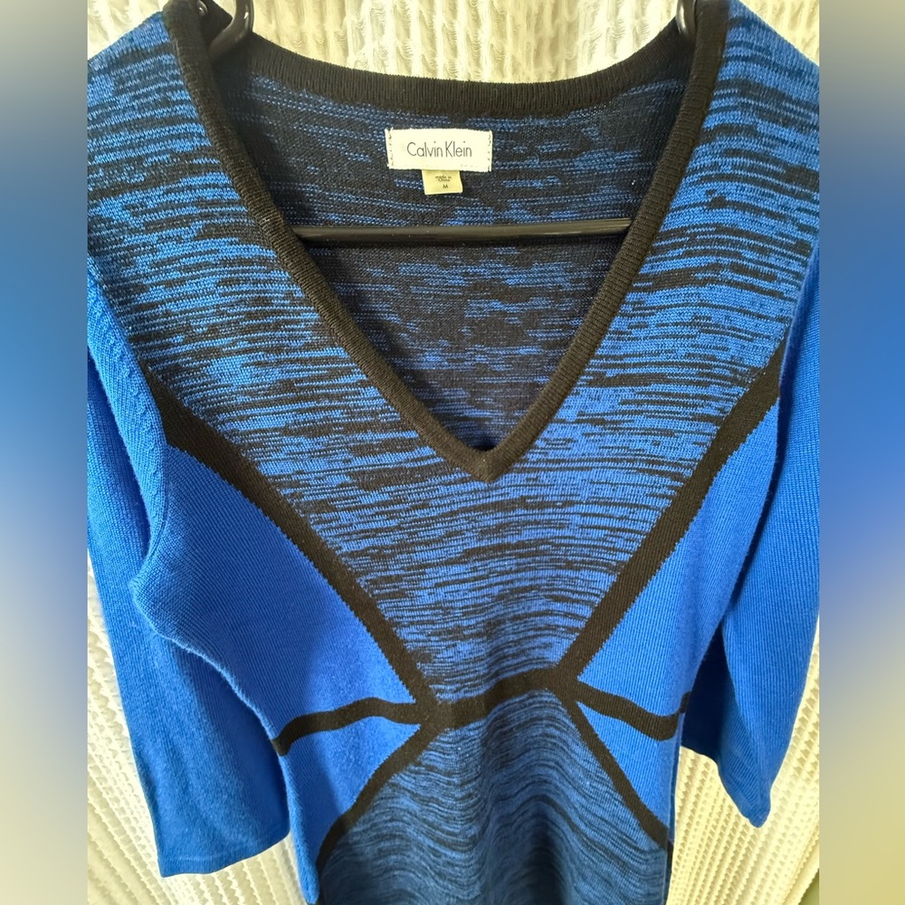 Calvin Klein Medium Blue and Black Women's Dress - Picture 4 of 5
